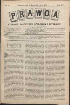 Prawda : tygodnik polityczny, społeczny i literacki, 1895, R. 15, nr 9