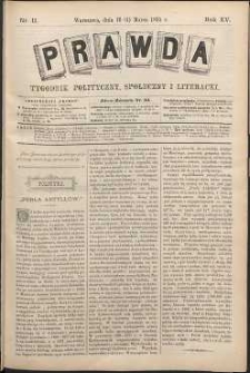 Prawda : tygodnik polityczny, społeczny i literacki, 1895, R. 15, nr 11