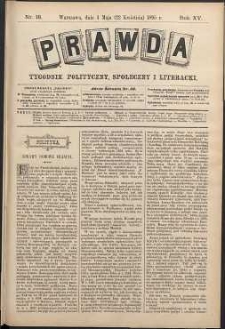 Prawda : tygodnik polityczny, społeczny i literacki, 1895, R. 15, nr 18