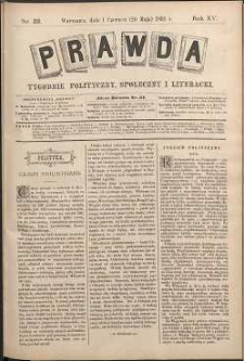 Prawda : tygodnik polityczny, społeczny i literacki, 1895, R. 15, nr 22