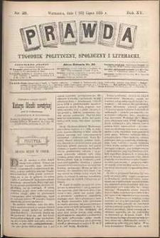 Prawda : tygodnik polityczny, społeczny i literacki, 1895, R. 15, nr 28