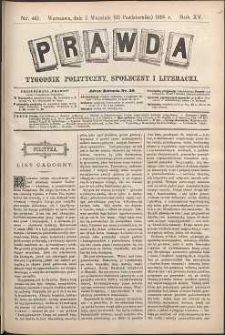 Prawda : tygodnik polityczny, społeczny i literacki, 1895, R. 15, nr 40
