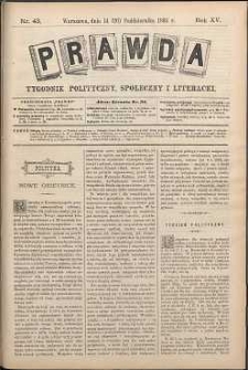 Prawda : tygodnik polityczny, społeczny i literacki, 1895, R. 15, nr 43
