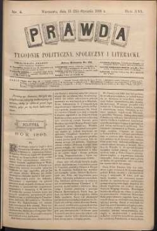 Prawda : tygodnik polityczny, społeczny i literacki, 1896, R. 16, nr 4