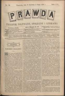 Prawda : tygodnik polityczny, społeczny i literacki, 1896, R. 16, nr 19