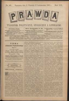 Prawda : tygodnik polityczny, społeczny i literacki, 1896, R. 16, nr 40