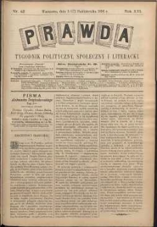 Prawda : tygodnik polityczny, społeczny i literacki, 1896, R. 16, nr 42