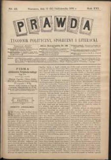 Prawda : tygodnik polityczny, społeczny i literacki, 1896, R. 16, nr 43