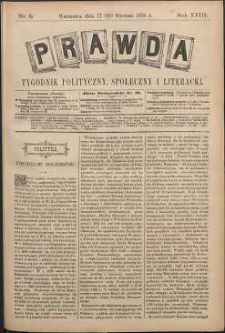 Prawda : tygodnik polityczny, społeczny i literacki, 1898, R. 18, nr 5