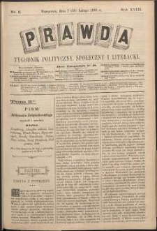 Prawda : tygodnik polityczny, społeczny i literacki, 1898, R. 18, nr 8