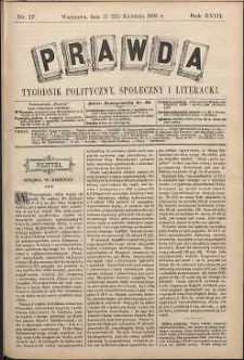 Prawda : tygodnik polityczny, społeczny i literacki, 1898, R. 18, nr 17