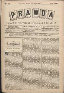 Prawda : tygodnik polityczny, społeczny i literacki, 1898, R. 18, nr 20