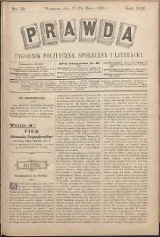 Prawda : tygodnik polityczny, społeczny i literacki, 1899, R. 19, nr 12