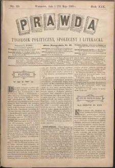 Prawda : tygodnik polityczny, społeczny i literacki, 1899, R. 19, nr 19
