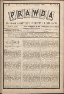 Prawda : tygodnik polityczny, społeczny i literacki, 1899, R. 19, nr 31