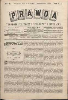 Prawda : tygodnik polityczny, społeczny i literacki, 1899, R. 19, nr 40