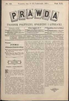 Prawda : tygodnik polityczny, społeczny i literacki, 1899, R. 19, nr 43