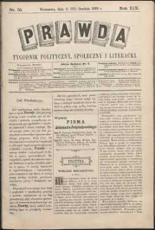 Prawda : tygodnik polityczny, społeczny i literacki, 1899, R. 19, nr 51