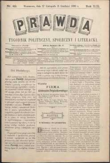 Prawda : tygodnik polityczny, społeczny i literacki, 1899, R. 19, nr 49