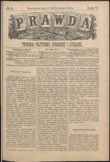 Prawda : tygodnik polityczny, społeczny i literacki, 1885, R. 5, nr 3