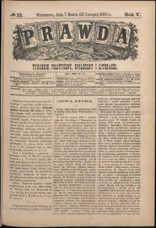 Prawda : tygodnik polityczny, społeczny i literacki, 1885, R. 5, nr 10