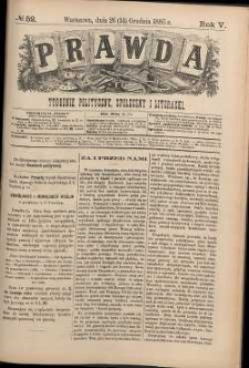 Prawda : tygodnik polityczny, społeczny i literacki, 1885, R. 5, nr 52