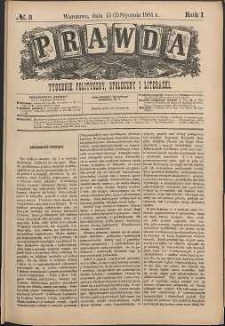 Prawda : tygodnik polityczny, społeczny i literacki, 1881, R. 1, nr 3