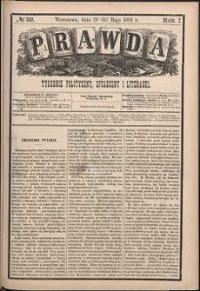 Prawda : tygodnik polityczny, społeczny i literacki, 1881, R. 1, nr 22