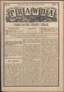 Prawda : tygodnik polityczny, społeczny i literacki, 1881, R. 1, nr 25