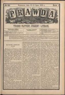 Prawda : tygodnik polityczny, społeczny i literacki, 1881, R. 1, nr 29