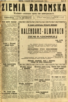 Ziemia Radomska, 1931, R. 4, nr 225
