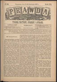 Prawda : tygodnik polityczny, społeczny i literacki, 1883, R. 3, nr 16