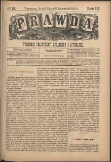 Prawda : tygodnik polityczny, społeczny i literacki, 1883, R. 3, nr 18