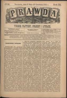 Prawda : tygodnik polityczny, społeczny i literacki, 1883, R. 3, nr 19