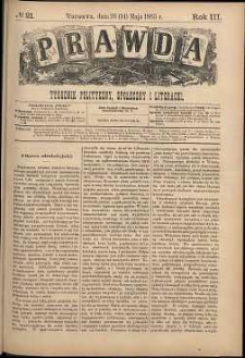 Prawda : tygodnik polityczny, społeczny i literacki, 1883, R. 3, nr 21