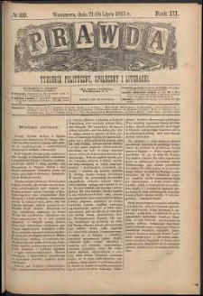 Prawda : tygodnik polityczny, społeczny i literacki, 1883, R. 3, nr 29