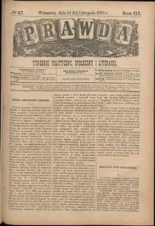Prawda : tygodnik polityczny, społeczny i literacki, 1883, R. 3, nr 47