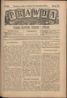 Prawda : tygodnik polityczny, społeczny i literacki, 1883, R. 3, nr 48