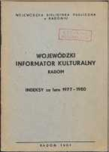 Wojewódzki Informator Kulturalny Radom : Indeksy za lata 1977-1980