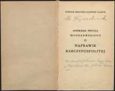 Andrzeja Frycza Modrzewskiego o naprawie Rzeczypospolitej