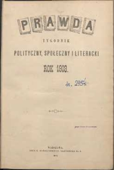 Prawda : tygodnik polityczny, społeczny i literacki, 1903, R. 23, spis rzeczy