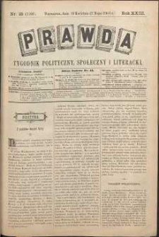 Prawda : tygodnik polityczny, społeczny i literacki, 1903, R. 23, nr 18