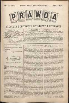 Prawda : tygodnik polityczny, społeczny i literacki, 1902, R. 22, nr 10