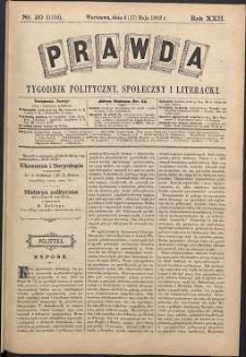 Prawda : tygodnik polityczny, społeczny i literacki, 1902, R. 22, nr 20