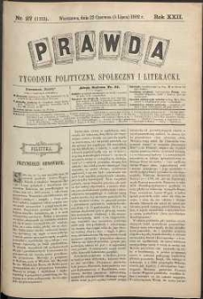 Prawda : tygodnik polityczny, społeczny i literacki, 1902, R. 22, nr 27