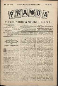 Prawda : tygodnik polityczny, społeczny i literacki, 1902, R. 22, nr 32