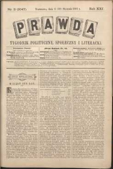 Prawda : tygodnik polityczny, społeczny i literacki, 1901, R. 21, nr 3
