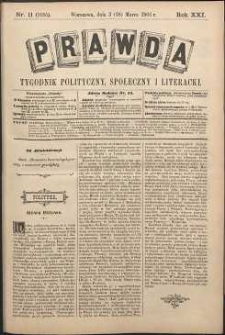 Prawda : tygodnik polityczny, społeczny i literacki, 1901, R. 21, nr 11