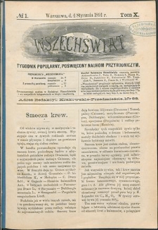 Wszechświat : Tygodnik popularny, poświęcony naukom przyrodniczym, 1891, T. 10, nr 1