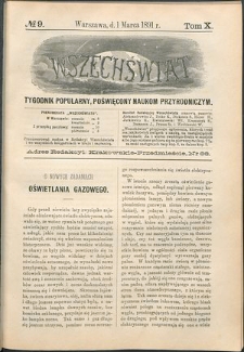 Wszechświat : Tygodnik popularny, poświęcony naukom przyrodniczym, 1891, T. 10, nr 9